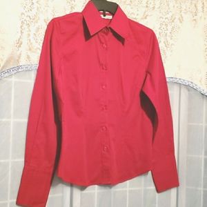 CAPACITY UNLIMITED RED COTTON STRETCH SHIRT SZ M